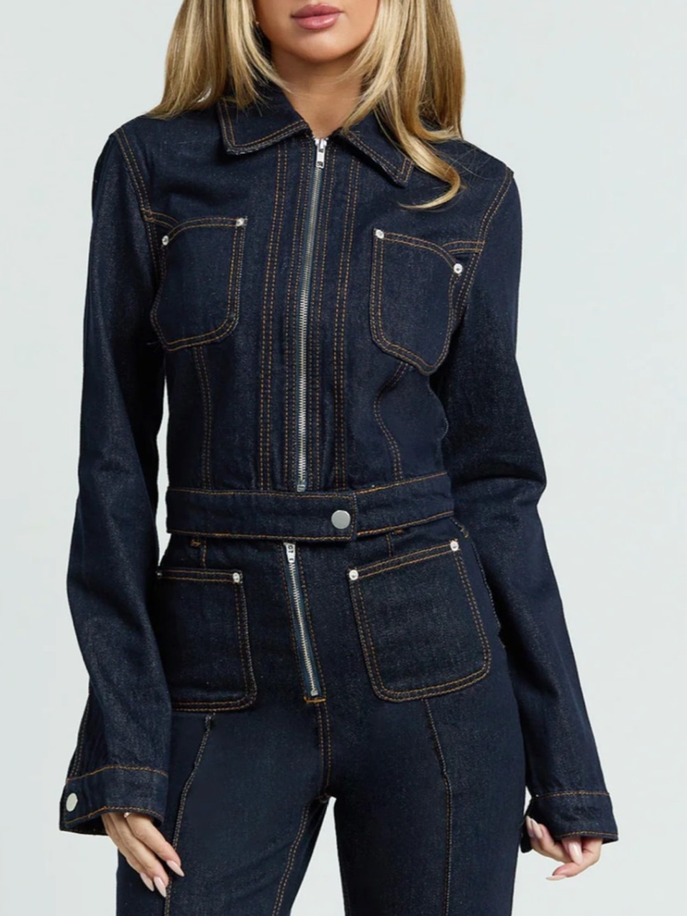 Showpo Dark Indigo Denim Jacket - Picture 2 of 5